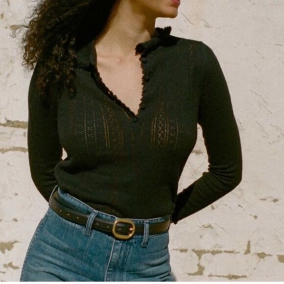 NWT Doen Black Mia Henley XS - Picture 1 of 8